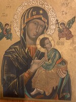 Antique hand painted wood icon