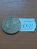 Yugoslavia 2 dinars 1984 nickel-brass xxvi