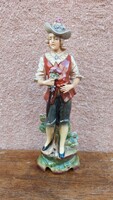 Old Gräfenthal (Carl Scheidig) German Porcelain Figurine – Hat-wearing Boy with Flowers (29 cm)