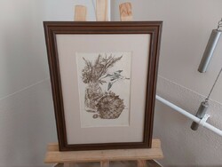 (K) Reich Gábor Gulipán színezett rézkarc 40x52 cm kerettel