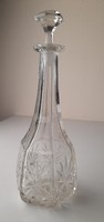 Vintage fújt, csiszolt üveg likőrös palack dugóval