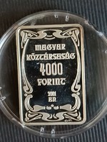 4000 HUF 2001. Annual Gödöllő silver commemorative medal