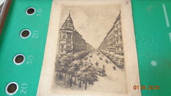 Budapest , témájú rézkarc , Andrássy út , a 30- as évek , A  4 es lapon