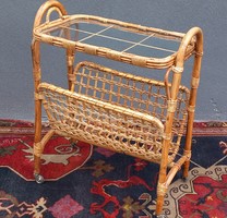 Vintage Italian bamboo - rattan play cart negotiable design