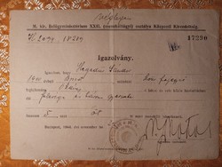 1944. Refugee ID card for a Hungarian person