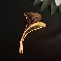 Gilded fire enamel brooch 4 cm