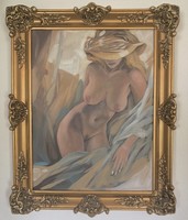 Nude painting in a beautiful, antique frame, 40x32 cm