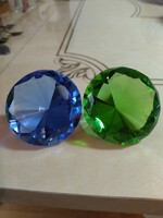 Beautiful 2 piece lead crystal ornament, paperweight blue and green