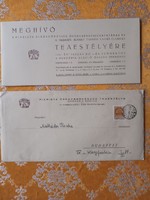 1941. Invitation + envelope, under the patronage of Pál Telek