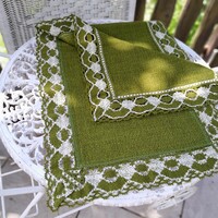 Vintage green cloth tablecloth azure 40 x 100 cm
