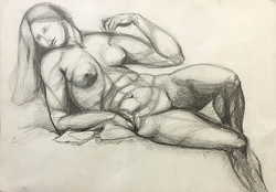 Reclining female nude, with frame 49 x 69 cm