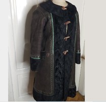 Beautiful old Transylvanian women's fur coat, dirty old folk costume approx. M
