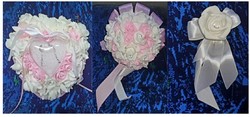 Wedding mcs07 - bridal bouquet, ring pillow, groom's pin - in pink