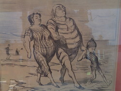 Színvonalas  angol karikatúra , jelzett ,  40 x 32 cm  rámával  43,5 x 35,5 cm