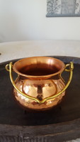 Small red copper cauldron, kettle, witch's cauldron, decoration
