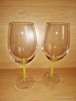 Pair of glass glasses with yellow base - 21 cm (7/k)
