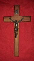 Old wood - metal crucifix cross with metal body in perfect condition 16 cm according to the pictures 2.