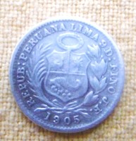 Silver peru 1/2 din very rare t1- 1805