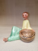 Bodrogkeresztúr ceramic girl with a bowl