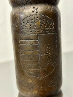 Hungarian coat of arms sleeve vase, prisoner of war work