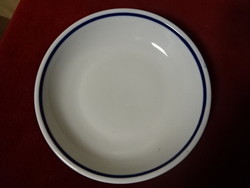 Zsolnay porcelain deep plate, blue striped, diameter 20.5 cm. Jokai.