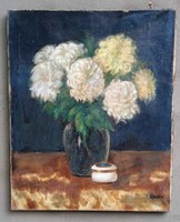 Antik festmény ,Koszta J. virág csendélet.Olaj,vászon keret nélkül.