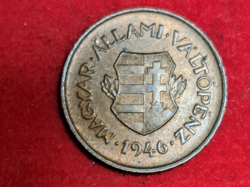 1946.  Magyaror Állami Váltópénz 2 fillér (2055)