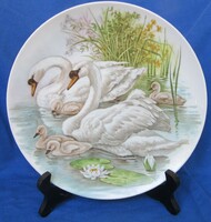 Handmade Dutch swan wall plate, marked, diameter 24 cm.