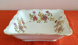 Zsolnay porcelain pasta and garnish bowl with butterfly pattern, gilded rim