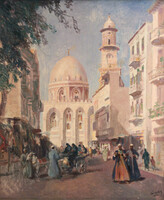 Cserna Károly (1867-1944) - Kairó | Szultán Al-Mansur Qalawun Mecset Cairo Kairói Utcakép