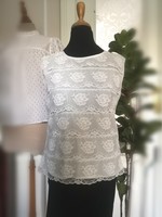 36-Os white lace blouse, 1960 true vintage, retro casual