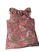 Original ralph lauren paisley pattern ruffled v-neck top