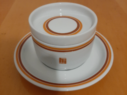 4., Középen mintás logós fülnélküli Alföldi Hotel Ifjúság felirat, teás leveses csésze+alj+tető