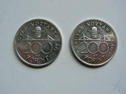 2 Silver coins, 200 HUF, Republic of Hungary 1992, original!