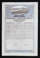 Budapest Székesfőváros kötelezvény 5000 korona 1918