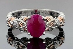 Mesés rubin drágaköves    ezüst /925/ gyűrű 59 méret !--új
