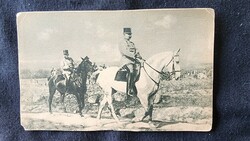 Cca 1914 Ferenc József és II. Vilmos császár lóháton.a hű szövetségesek KORABELI FOTO FOTÓLAP