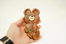 Retro Russian Olympic mass teddy bear / teddy bear figurine / retro old / ceramic wall decoration