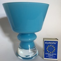 Modern, design, designer light blue heavy glass vase, larger dust cover, table decoration
