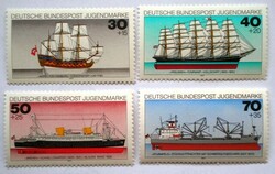 N929-32 / Germany 1977 youth : German ships stamp set postal clerk