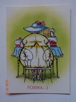 Old graphic humorous greeting card: form-1 - postmark