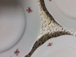 Zsolnay virágos, régi porcelán lapos tányérok