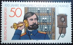 N947 / Germany 1977 100th anniversary of the telephone stamp postal clerk