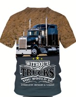 Large beaked truck pattern men's t-shirt 4xl