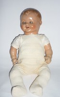 Antique papier-mâché doll in baby clothes 55 cm