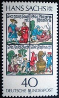 N877 / Germany 1976 hans sachs stamp postal clerk