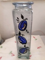 Plum painted glass vase flask bottle 30x7x7 cm. Novel