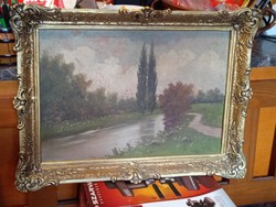 Landscape, painting 46x62cm bishop m sign