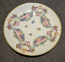 Antique doccia / ginori capodimonte hand-painted porcelain small plate with colorful relief decoration