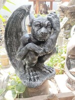 Anthracite gray frost-resistant stone troll gate guard dragon dog gargoyle artificial stone statue mythological animal